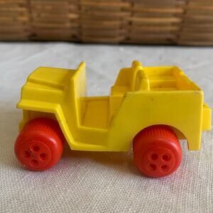 Vintage Plastic Yellow and Red Jeep Truck Vehicle Toy Viking Plastic of Sweden